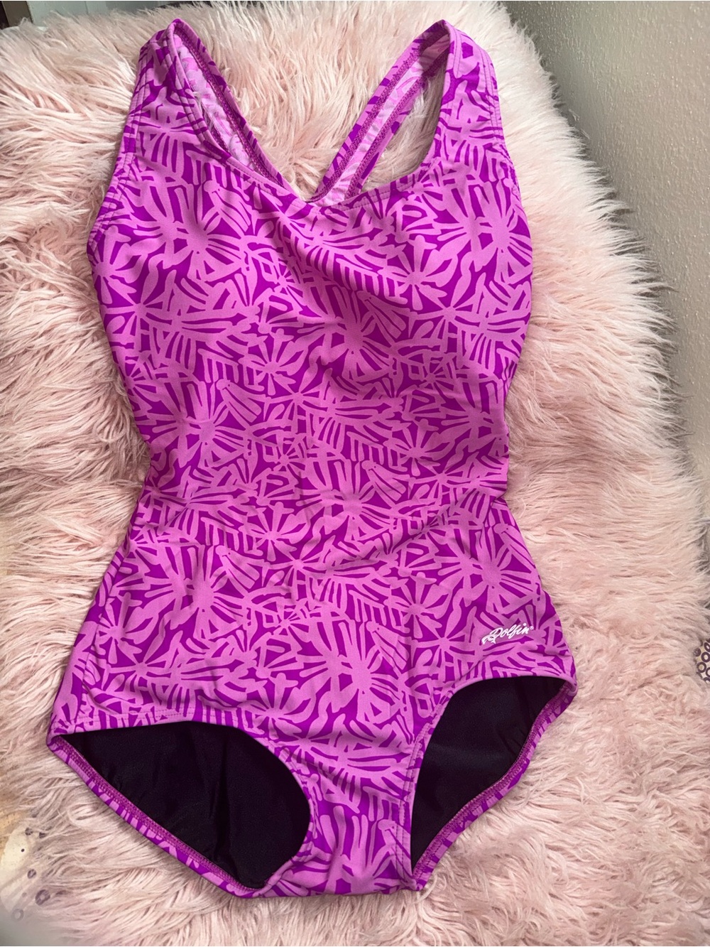 Dolfin AQUA SHAPE Pink Geometric Open-Back One-Piece Swimsuit. Size 36/10 - Picture 2 of 5